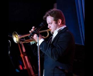 Joe playing the trumpet 