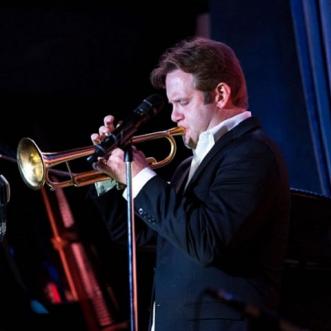 Joe playing the trumpet 