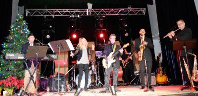The band performing on stage 