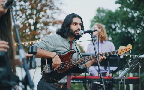 A band playing music 