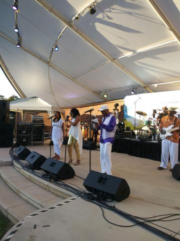 The Upscale Party Band promotes great vibes from the stage. 